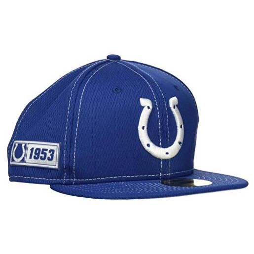New Era indianapolis colts official nfl sideline road 59fifty fitted cap, cappellino da uomo, blu, 7