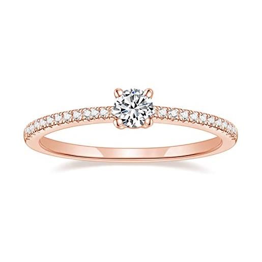 Zakk titaniumcentral anello da donna eternity con zirconi sottili e rotondi anelli di fidanzamento promessa (oro rosa, 55 (17.5))