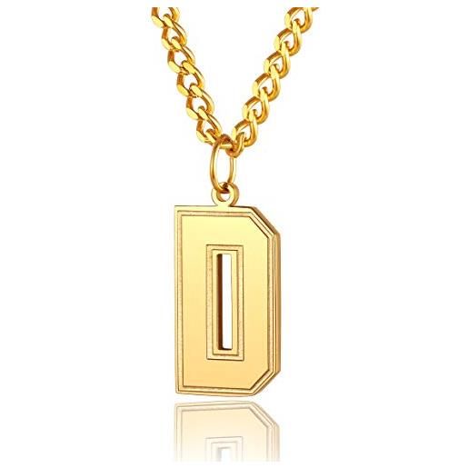 ChainsPro collana nera 22 '' + 2 '' collana con ciondolo a forma di lettera con catena a cordolo per uomo