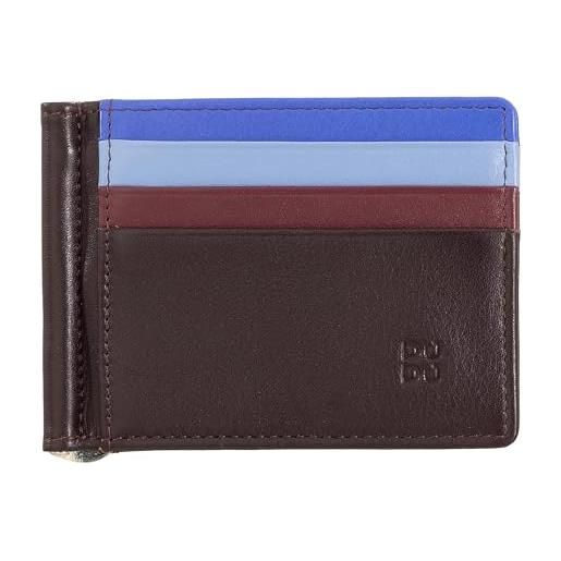 Dudu portafoglio uomo con fermasoldi in pelle porta carte di credito clip banconote sottile porta tessere burgundy scuro