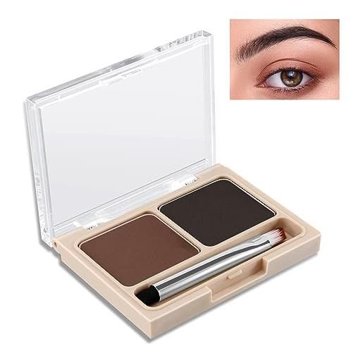 Boobeen 2-color eyebrow palette, brow powder makeup per scolpire e definire le sopracciglia, kit contorno occhi con pennello applicatore