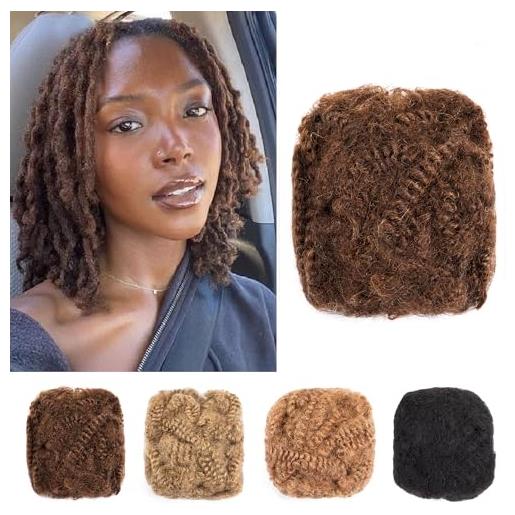 Originea 1 pack afro kinkys bulk capelli umani per dreadlocks e twist treccia 100% capelli umani morbidi capelli ricci per dreads (20cm, 4# marrone medio)