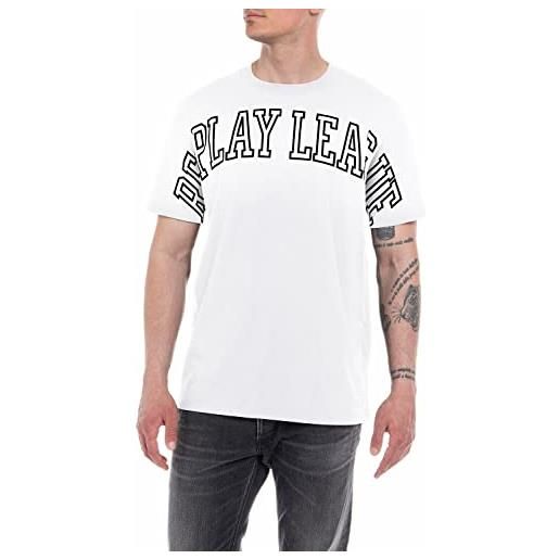 REPLAY t-shirt uomo manica corta con scritta, bianco (white 001), xl