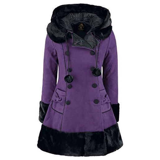 Hell Bunny sarah jane coat donna cappotto invernale lilla s 90% poliestere, 8% viscosa, 2% elasthane