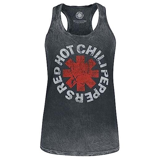 Red Hot Chili Peppers distressed logo donna canotta nero m 100% cotone regular