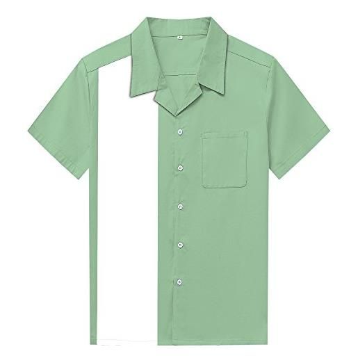 Candow Look uomo camicia mint green &white contrast color short sleeves men shirts