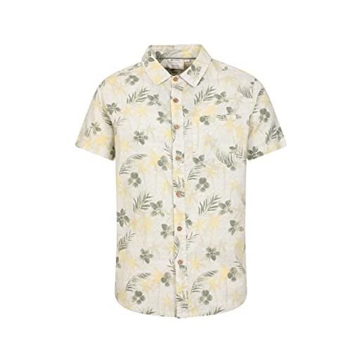 Mountain Warehouse tropical camicia collegata corta stampata tropicale di mens - 100% la camicia del cotone, camicia di autunno inverno di breathable, lavori la camicia verde chiaro m