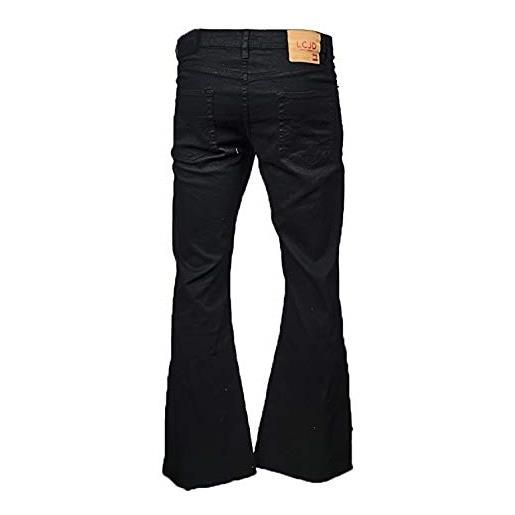 LCJ Denim uomo flare stretch indie retro jeans anni '70 bell bottoms lc16 nero, nero , w38 / l34