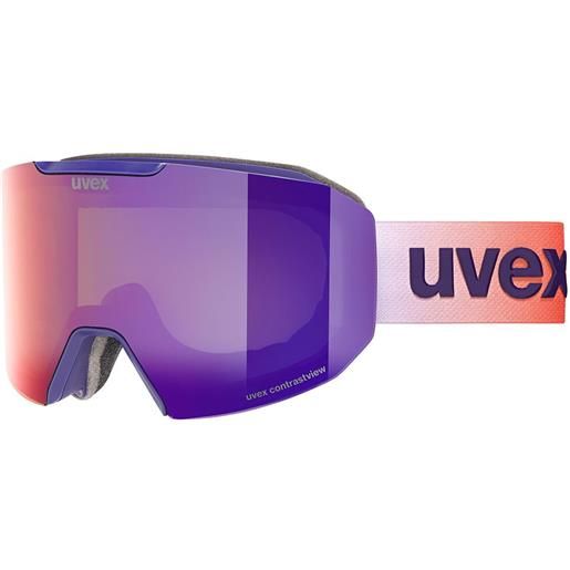 Uvex evidnt attract cv ski goggles viola mirror ruby contrastview green/cat2+clear/cat1