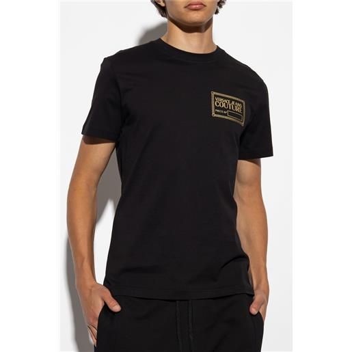 VERSACE JEANS COUTURE t-shirt nera girocollo a manica corta con logo VERSACE JEANS COUTURE gaht12