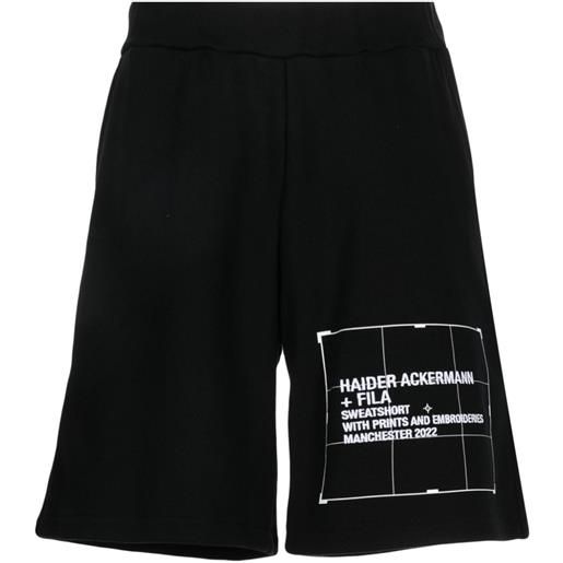 Haider Ackermann shorts sportivi con ricamo - nero