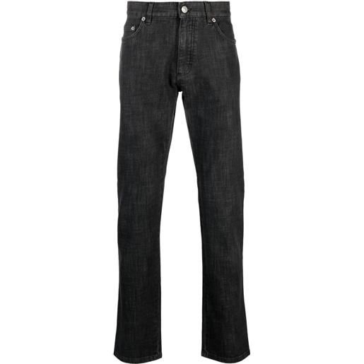 Zegna jeans slim con ricamo - nero
