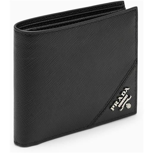 Prada portafoglio orizzontale nero con logo