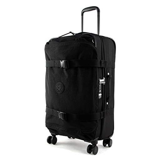 Kipling spontaneous m, valigia con 4 ruote girevoli 360°, cinghie elastiche, serratura tsa integrata, 66 cm, 71 l, nero (black noir)