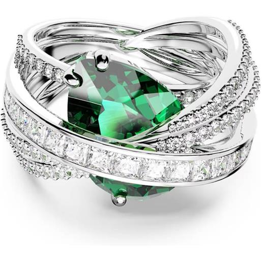 SWAROVSKI anello cocktail hyperbola, verde, quattro fasce 58