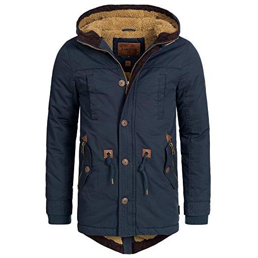 Indicode uomini barge winter jacket | giacca invernale con cappuccio e fodera in peluche dk grey s