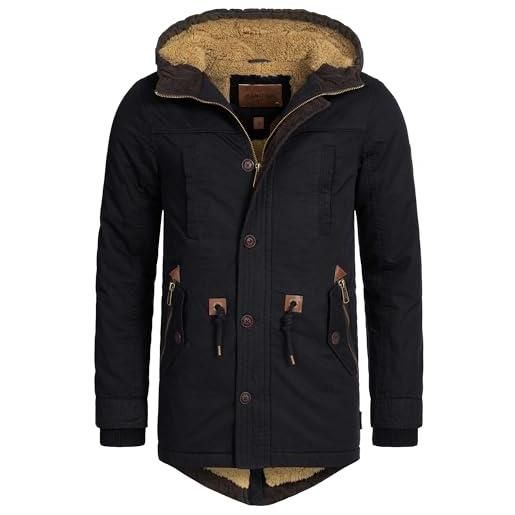 Indicode uomini barge winter jacket | giacca invernale con cappuccio e fodera in peluche dk grey m