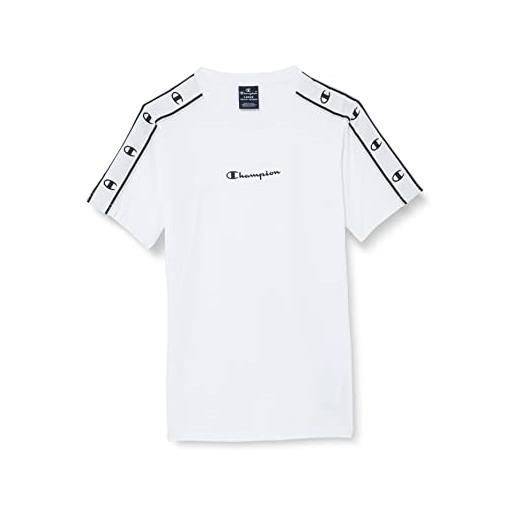 Champion legacy american tape-small logo s/s t-shirt, bianco, 15-16 anni bambini e ragazzi