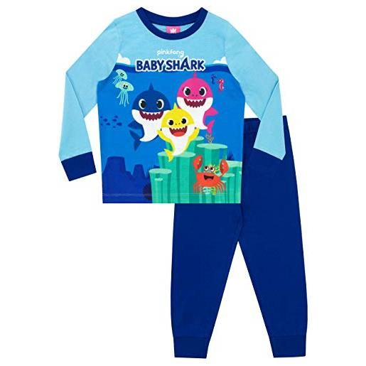 Pinkfong pigiama a maniche lunghe per ragazzi baby shark blu 3-4 anni