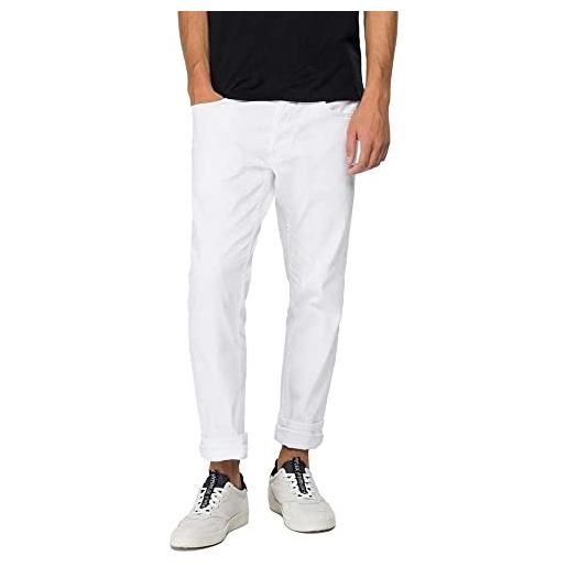 REPLAY jeans uomo anbass slim fit elasticizzati, bianco (white 001), w32 x l32