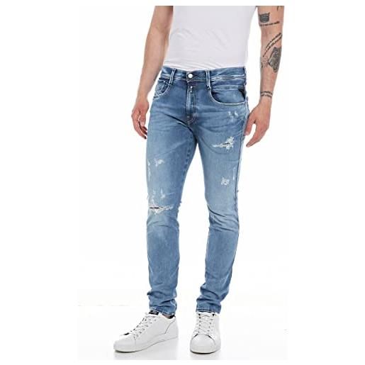 REPLAY jeans uomo anbass slim fit hyperflex elasticizzati, blu (light blue 010), w32 x l34