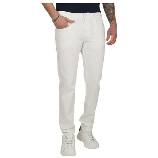 REPLAY jeans uomo anbass slim fit elasticizzati, bianco (white 001), w32 x l32