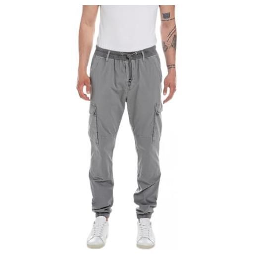 REPLAY pantaloni uomo elasticizzati, grigio (steel grey 319), w33