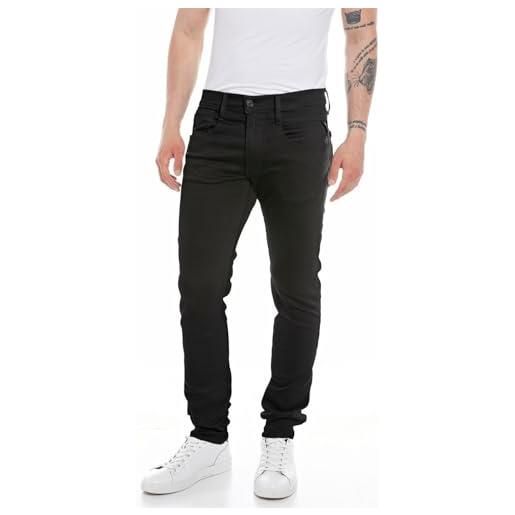 Replay jeans da uomo anbass slim fit con elasticità, blu (light blue 010), 27w / 32l