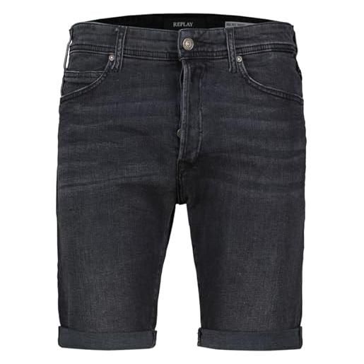 REPLAY pantaloncini in jeans uomo rbj 901 tapered fit elasticizzati, grigio (dark grey 097), w31