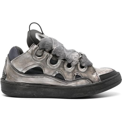 Lanvin sneakers curb in pelle chunky - argento