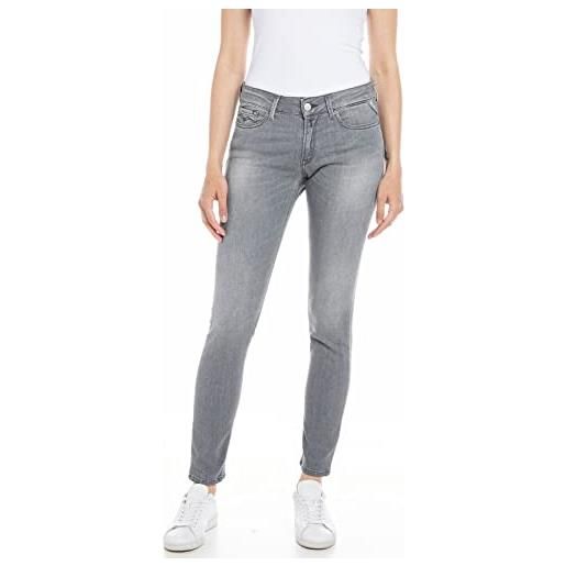 REPLAY jeans donna new luz skinny fit super elasticizzati, grigio (medium grey 096), w28 x l32