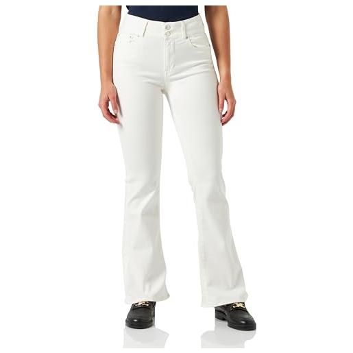 Replay jeans a zampa da donna newluz flare vestibilità comfort con power stretch, bianco (natural white 100), w24 x l30