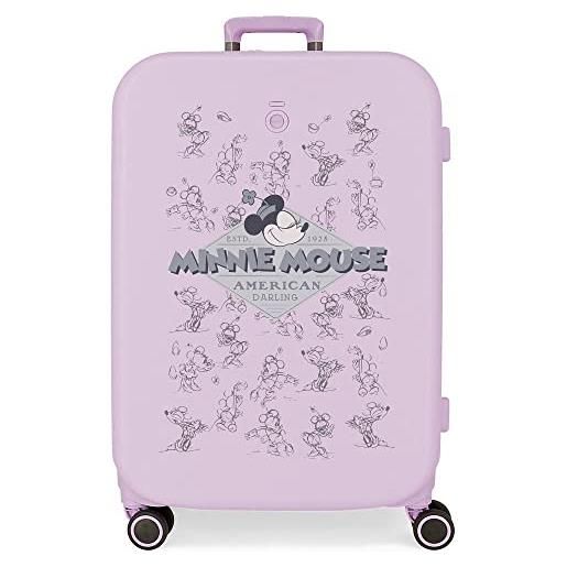 Disney minnie happiness valigia media viola 48x70x28 cm abs rigido chiusura tsa integrata 79l 4,32 kg 4 doppie ruote