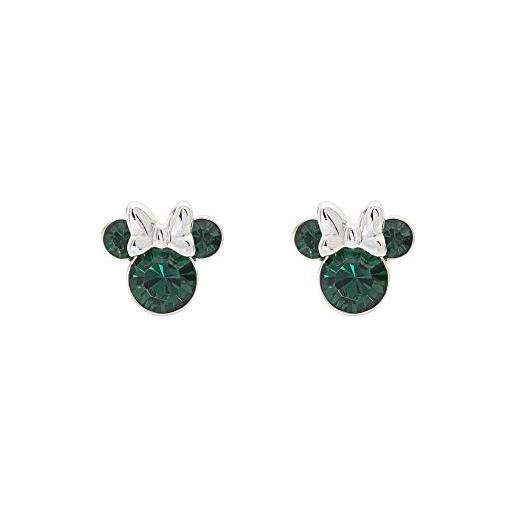 Disney minnie mouse e905162rmayl - orecchini in argento sterling con pietra portafortuna verde maggio, argento sterling