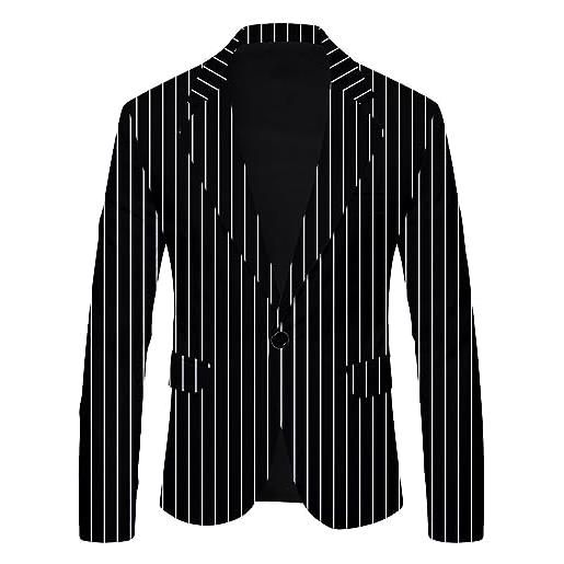 Generic top coat casual da uomo con stampa a righe alla moda giacca rinascimentale (black-c, s)