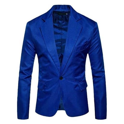 Aoleaky giacca blazer da uomo en8 con un bottone, giacca casual slim fit, giacca sportiva da uomo, elegante, da ufficio, da lavoro royal blue xl