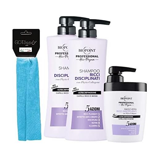 DC CASA biopoint set ricci disciplinati: shampoo 400 ml x2 + maschera 400 ml + fascia per capelli