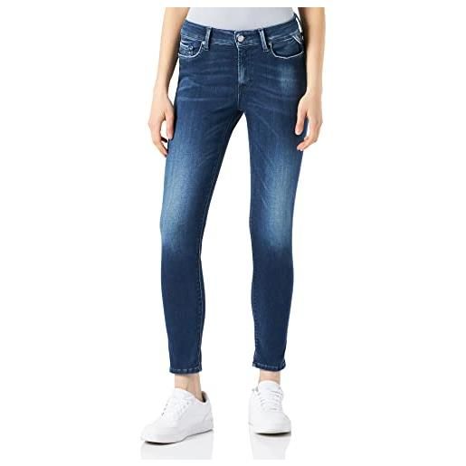 Replay jeans da donna luzien skinny-fit hyperflex white shades con elasticità, grigio (medium grey 096), 24w / 32l