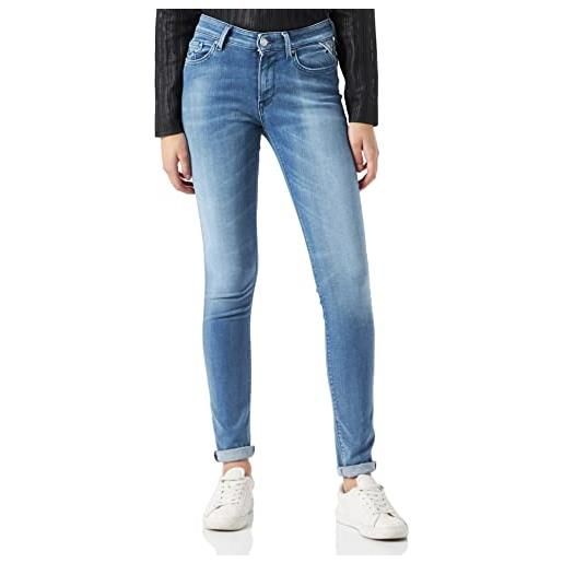 Replay jeans da donna luzien skinny-fit hyperflex white shades con elasticità, grigio (medium grey 096), 24w / 32l