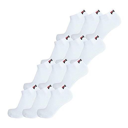 Fila ® 12 paia calzini, trimestre sneakers, unisex (35-38;39-42;43-46) - bianco, 39-42 (6-8 uk)
