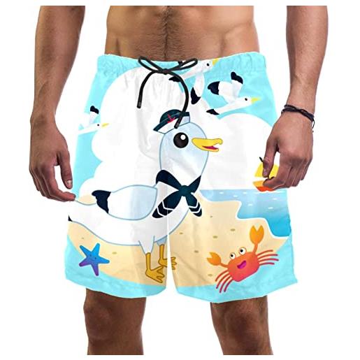 HadHfun costume da bagno da uomo gabbiano sulla spiaggia pantaloncini da surf da spiaggia costumi