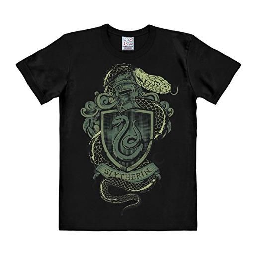 Logoshirt harry potter - blasone - serpeverde logo - serpente t-shirt uomo - nero - design originale concesso su licenza, taglia s