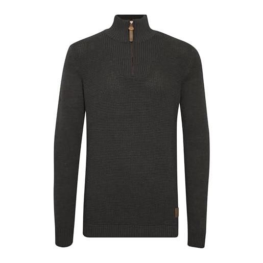 !Solid tommy maglione con collo alto pullover troyer da uomo con collo alto stampa, taglia: m, colore: dark grey melange (8288)