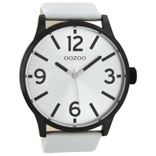 Oozoo orologio da polso xl con cinturino in pelle per articoli speciali, outlet a prezzo ridotto, variante 2, c8571 - nero/argento/grigio, cinghia