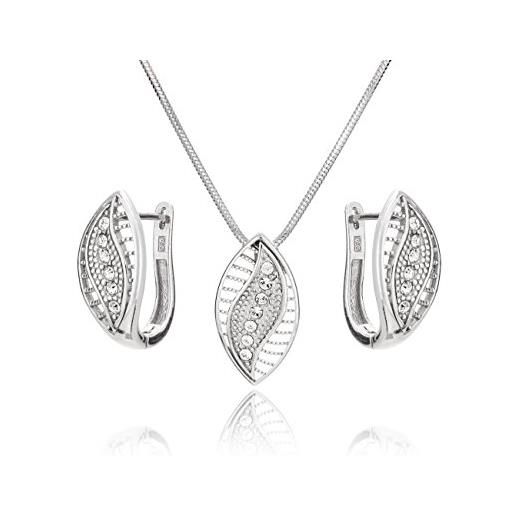 LillyMarie donne parure di gioielli argento sterling 925 ciondolo ovale swarovski elements originali lunghezza regolabile confezione regalo regali per i migliori amici