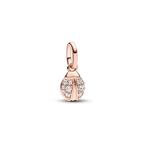 Pandora me mini pendente con coccinella placcato in oro rosa 14 k con zirconia cubica trasparente