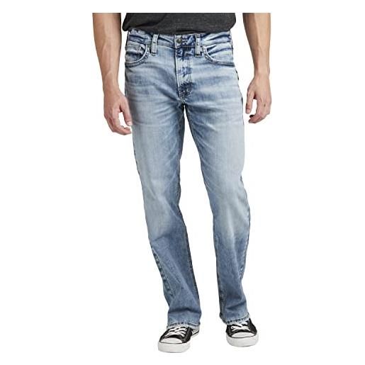 Silver Jeans zac jeans con gamba dritta e vestibilità rilassata, lavaggio leggero sdk104, w36 / l32 uomo