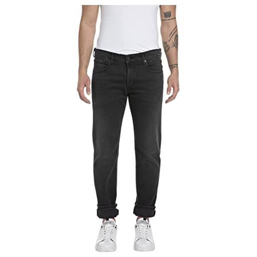 REPLAY grover straight-fit stretch cotton, jeans, uomo, nero (black 98), 28w / 30l