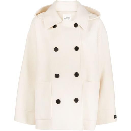 STUDIO TOMBOY cappotto doppiopetto con cappuccio rimovibile - bianco