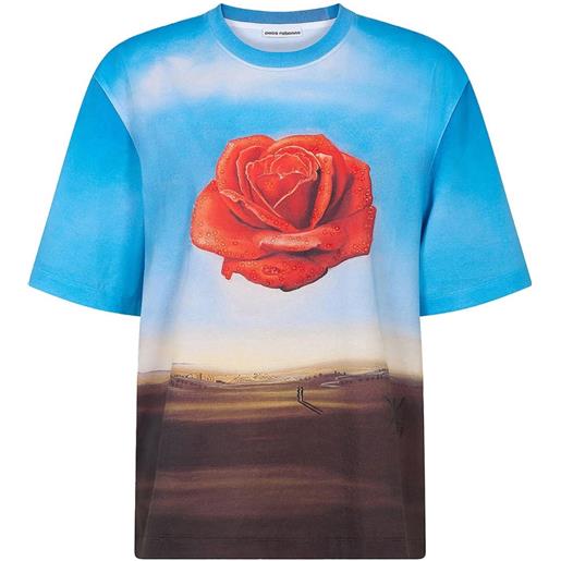 Rabanne t-shirt con stampa meditative rose x salvador dali - blu